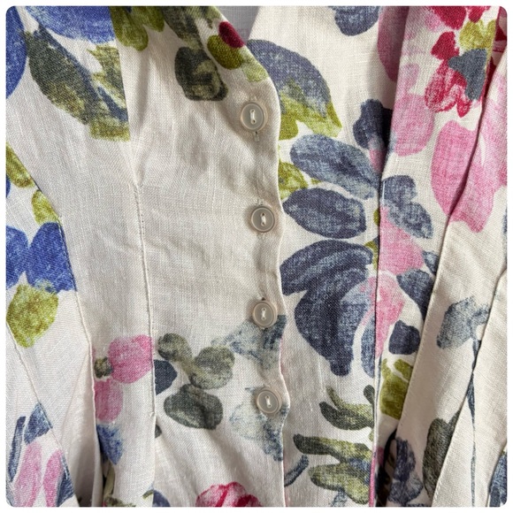 NWT Anthropologie The Tobie Linen Pleated Mini Shirt Dress by Exquise Floral, M - Picture 8 of 16